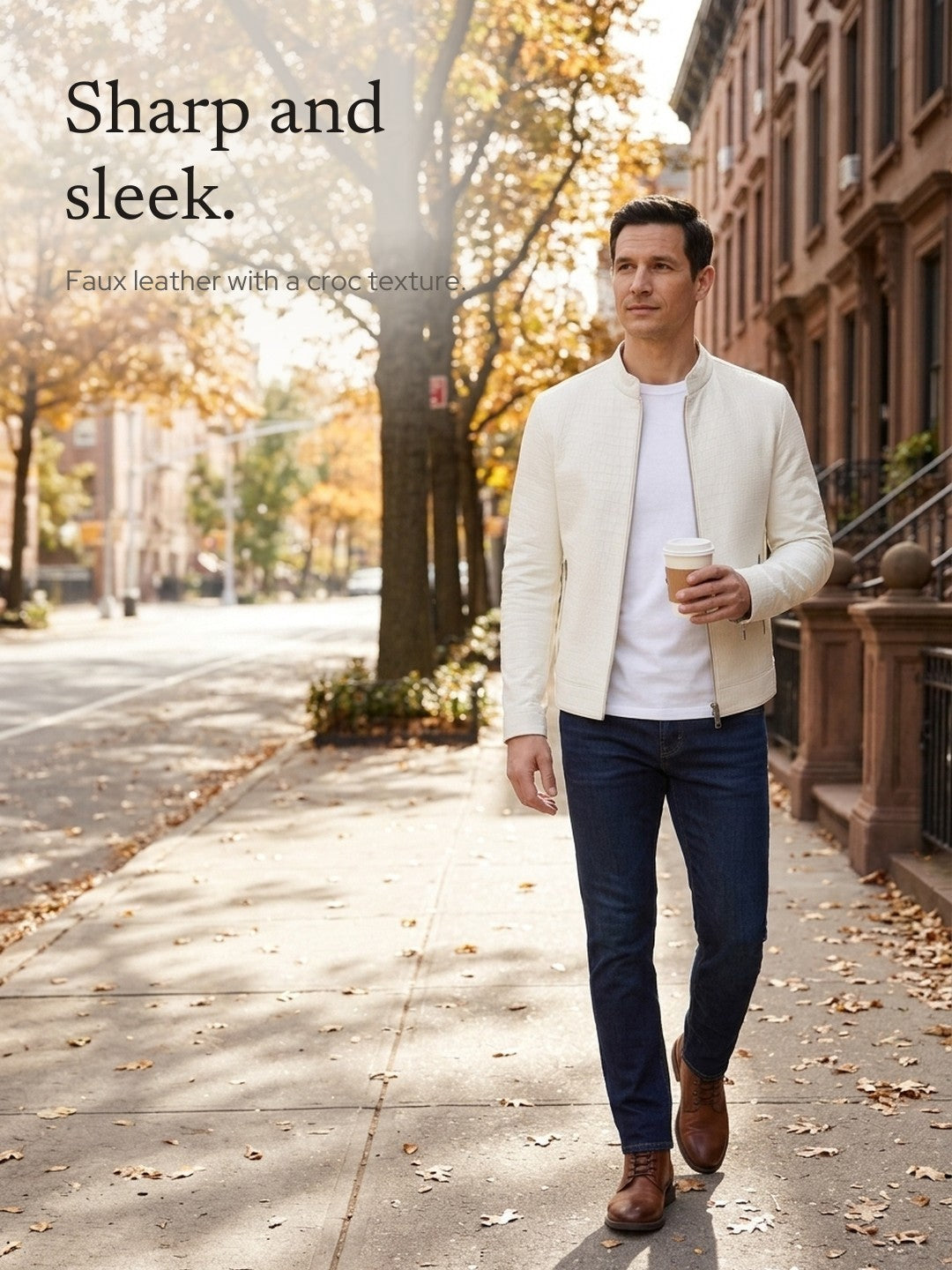 Steven | Croc-Embossed Faux Leather Jacket