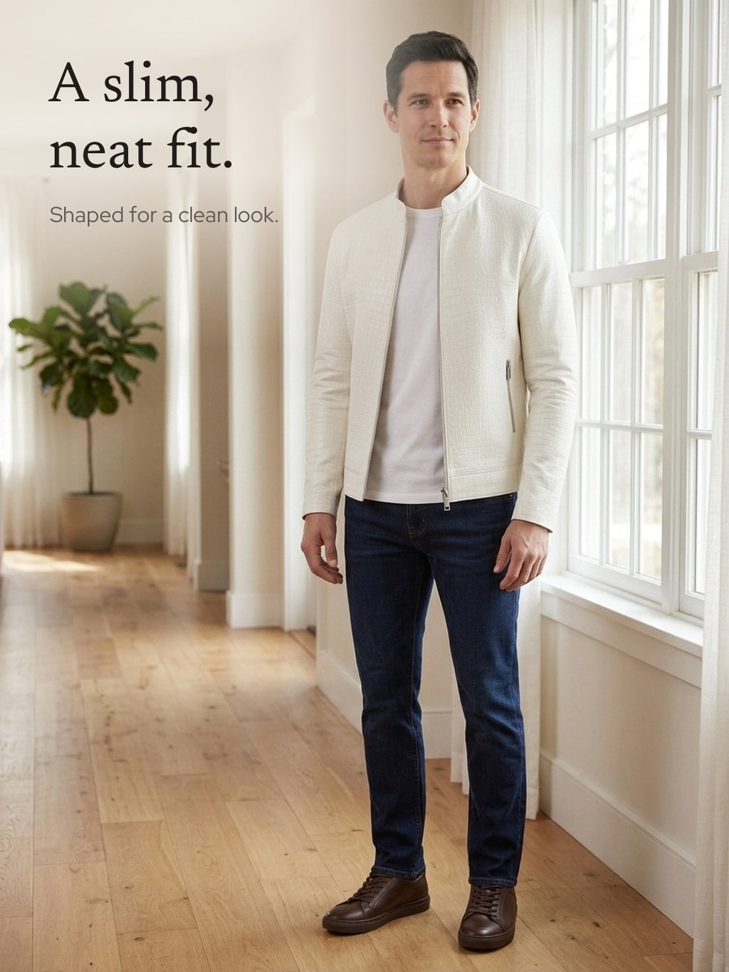 Steven | Croc-Embossed Faux Leather Jacket
