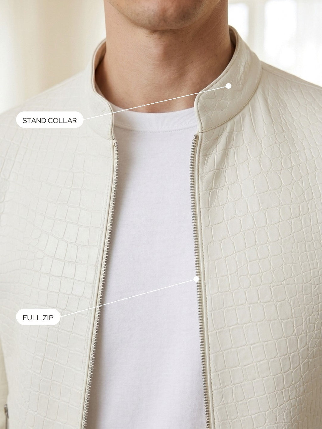 Steven | Croc-Embossed Faux Leather Jacket