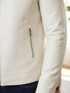 Steven | Croc-Embossed Faux Leather Jacket