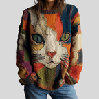 Tara | Patchwork-Style Cat Print Top