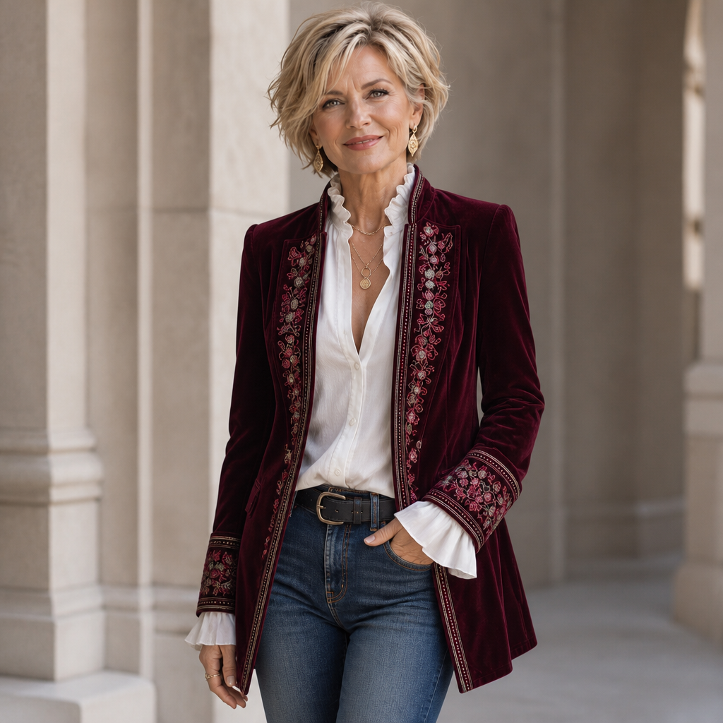 Teresa | Soft Embroidered Longline Blazer