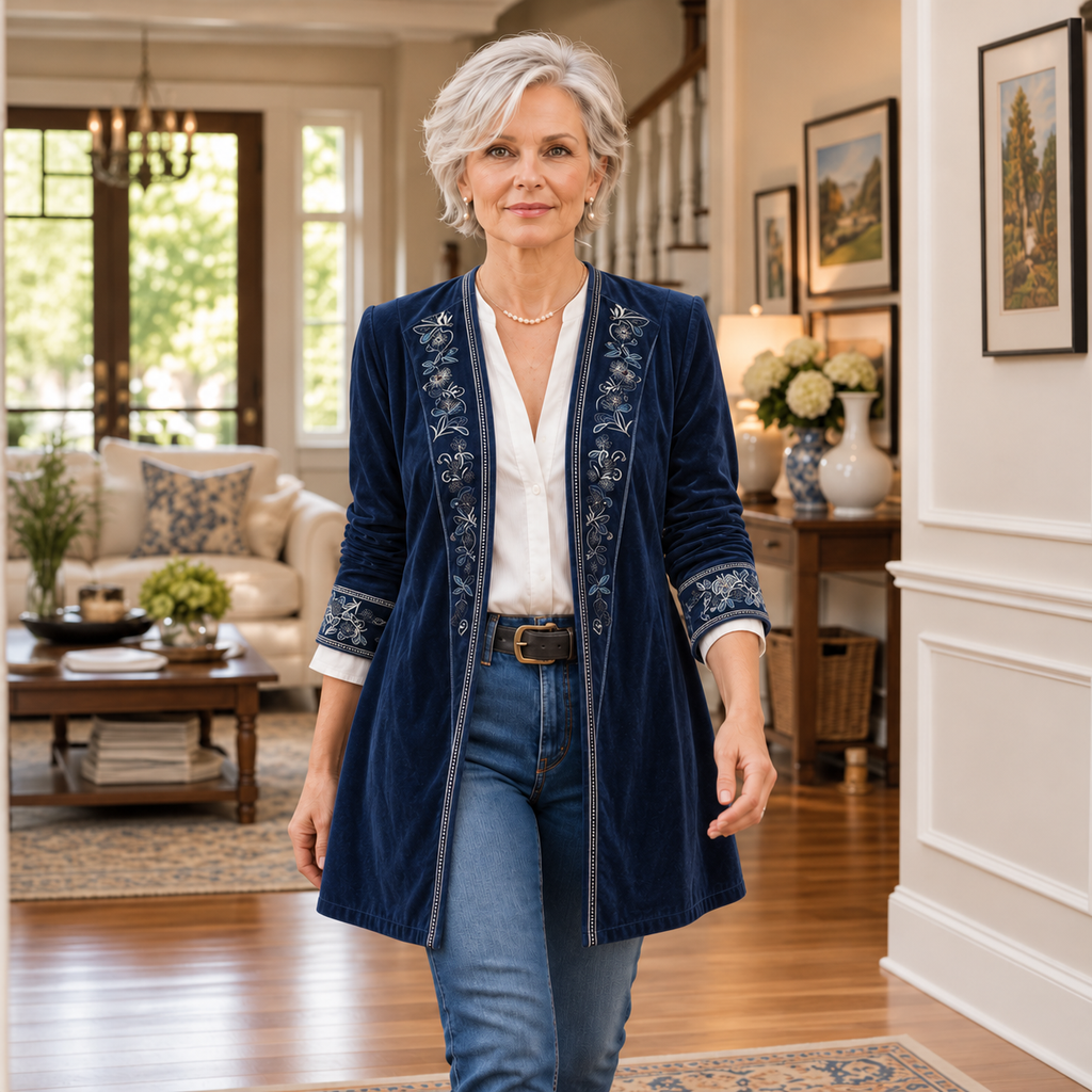 Teresa | Soft Embroidered Longline Blazer