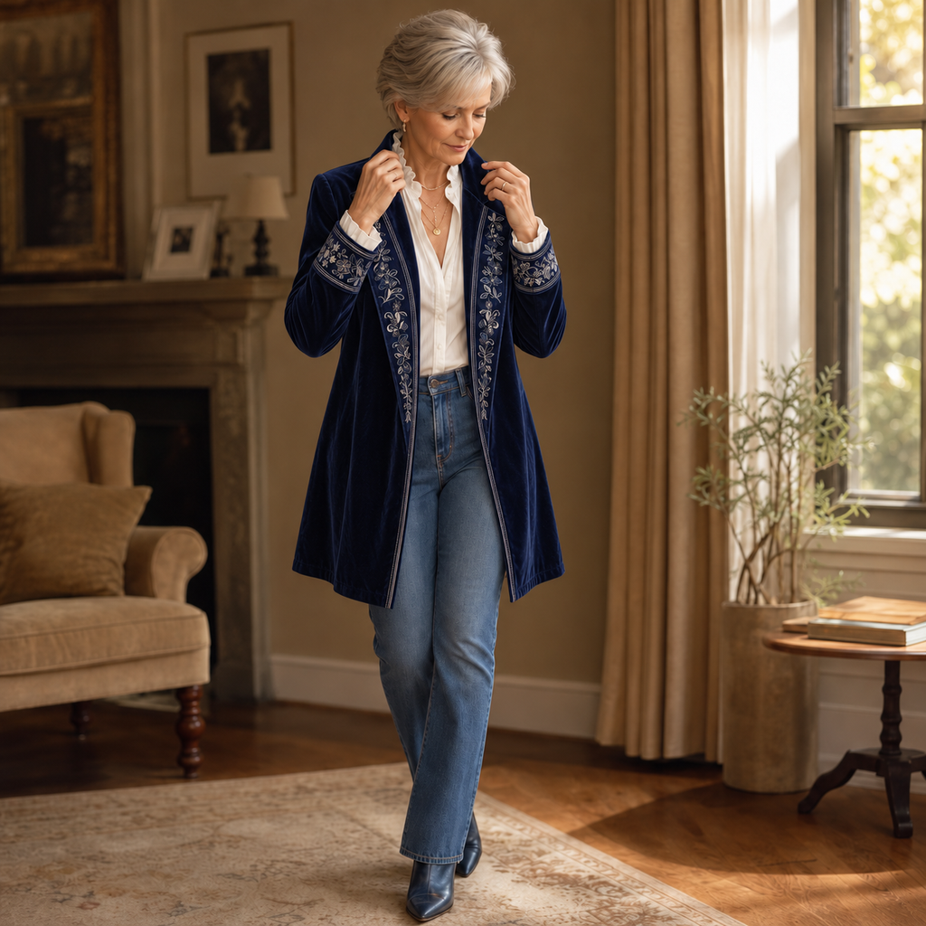 Teresa | Soft Embroidered Longline Blazer