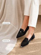 Thalia | Pointed-Toe Basket-Weave Cutout Loafers