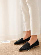 Thalia | Pointed-Toe Basket-Weave Cutout Loafers
