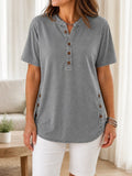 Theodora | Henley Tunic Top with Side Buttons