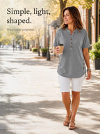 Theodora | Henley Tunic Top with Side Buttons