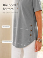 Theodora | Henley Tunic Top with Side Buttons