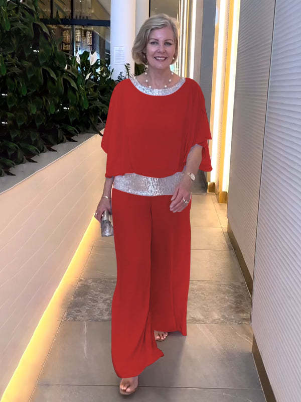 Virginia | Sequin Blouse and Wide-Leg Pants Set