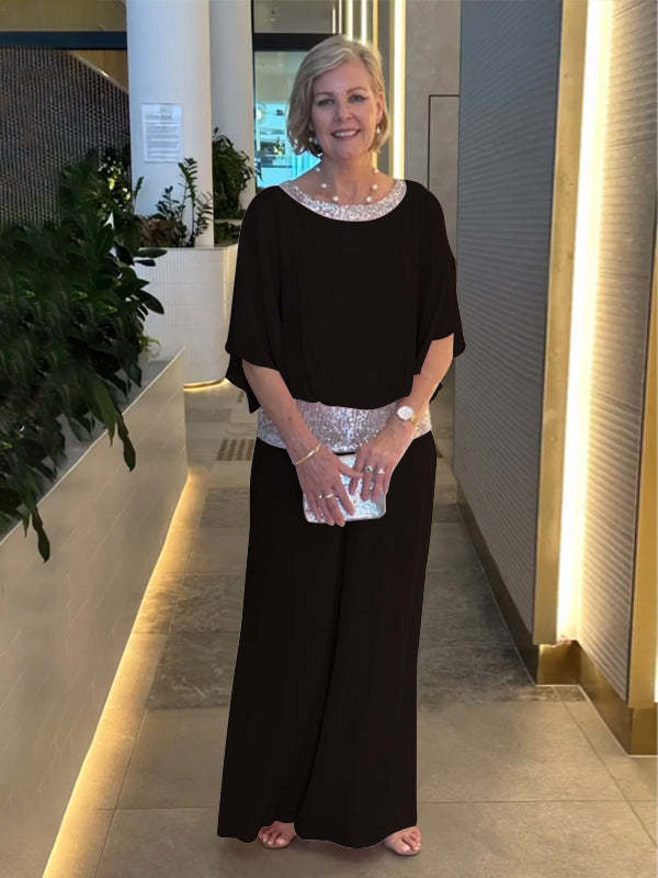 Virginia | Sequin Blouse and Wide-Leg Pants Set