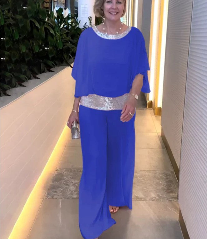 Virginia | Sequin Blouse and Wide-Leg Pants Set