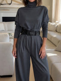 Wilhelmina | Turtleneck and Pants Set with Belt