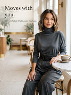 Wilhelmina | Turtleneck and Pants Set with Belt