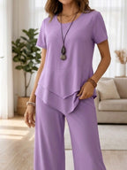 Xiomara | Asymmetric Tunic and Wide-Leg Pants Set