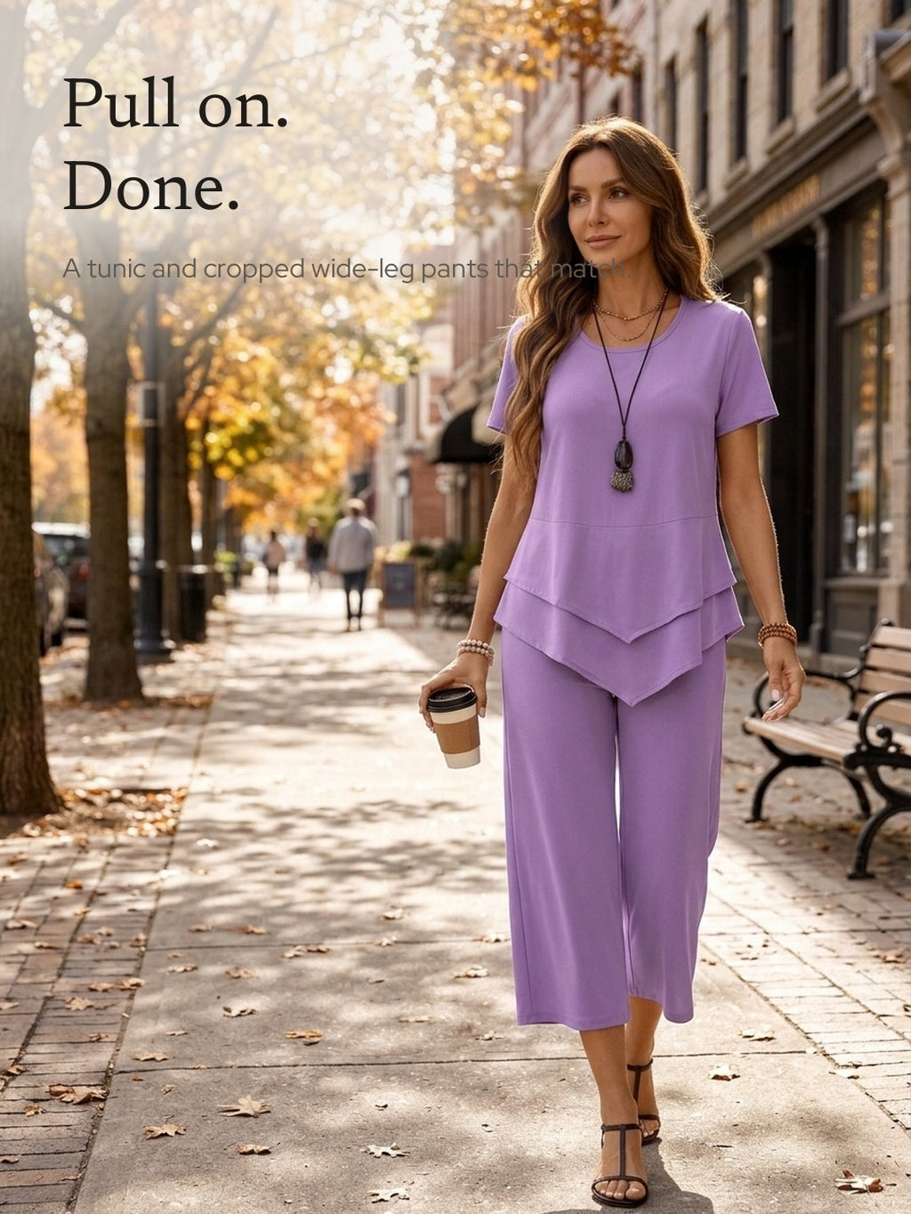 Xiomara | Asymmetric Tunic and Wide-Leg Pants Set