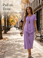Xiomara | Asymmetric Tunic and Wide-Leg Pants Set