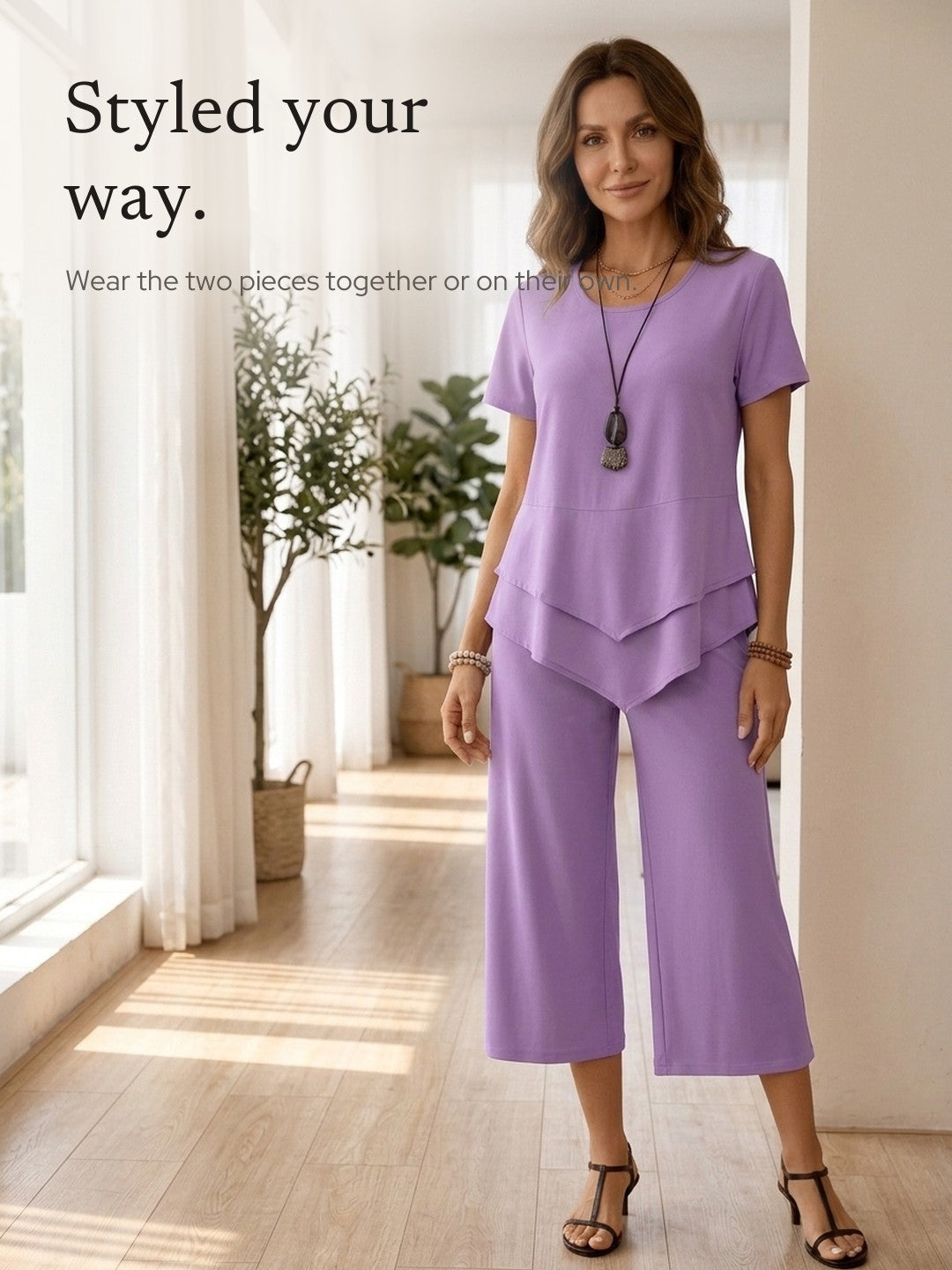 Xiomara | Asymmetric Tunic and Wide-Leg Pants Set