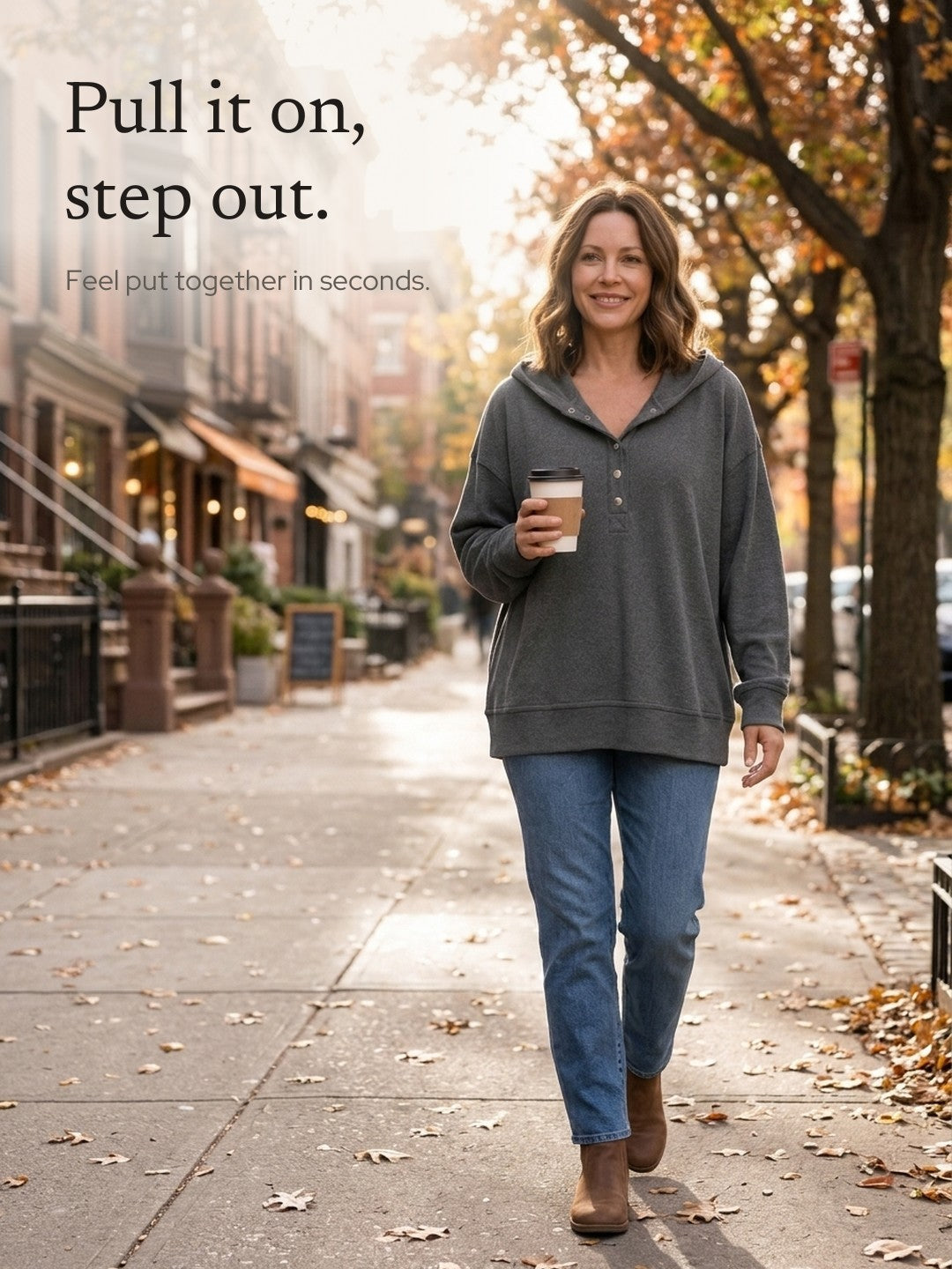 Yara | Waffle Knit Button Henley Hoodie