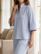 Zoya | Waffle-Knit Top and Wide-Leg Pants Set