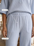 Zoya | Waffle-Knit Top and Wide-Leg Pants Set